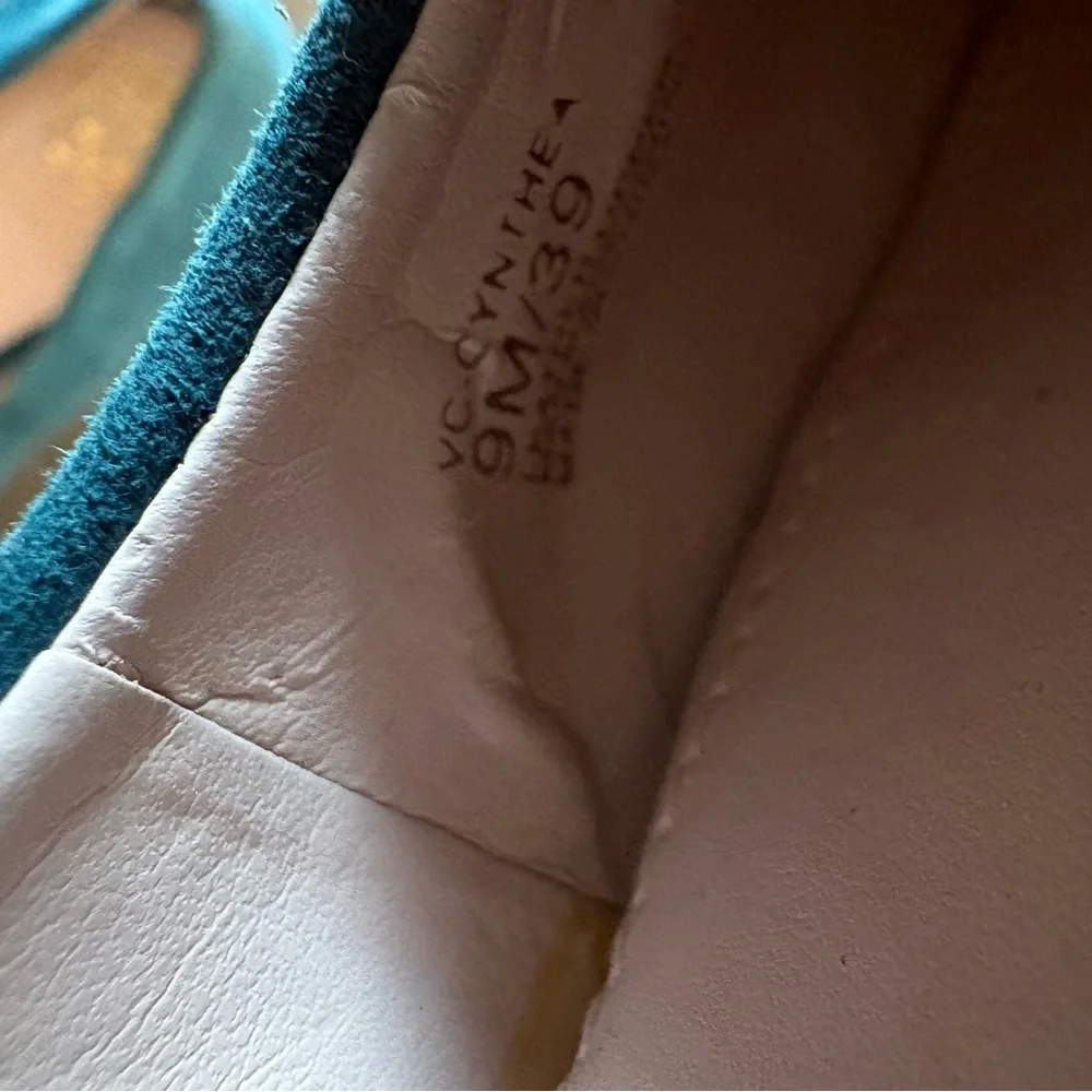 Vince‎ Camuto Cynthea Turquoise Teal Suede Leather Heels Pumps Size 9 - Picture 12 of 12